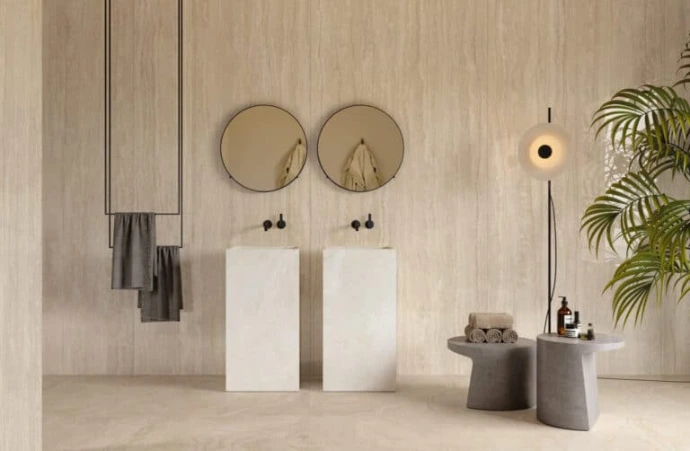 Carrelage sol intérieur beige pour décoration épurée à Saint-Paul