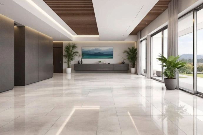 Carrelage intérieur grand format brillant pour maison au Tampon
