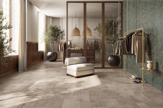 Dalles de sol vinyle gris anthracite pour intérieur style industriel