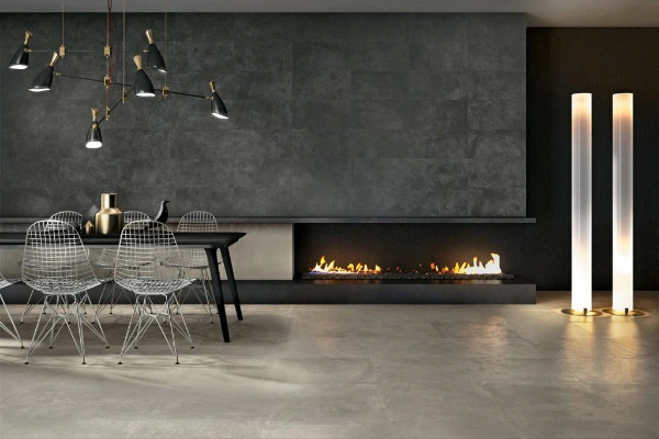 Carrelage mural et sol gris anthracite pour intérieur moderne à Salazie