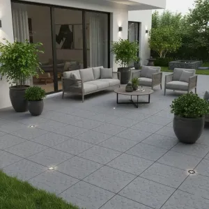 Aménagement de cour ou terrasse avec dalles aspect béton à Saint-Pierre
